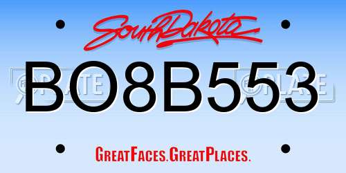 BO8B553 South Dakota License Plate