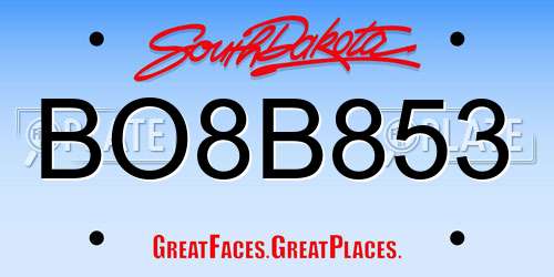 BO8B853 South Dakota License Plate