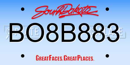BO8B883 South Dakota License Plate