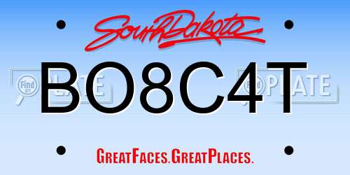 BO8C4T South Dakota License Plate