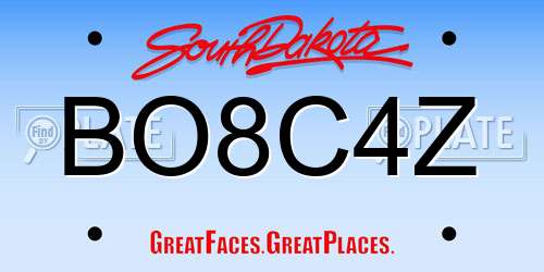 BO8C4Z South Dakota License Plate