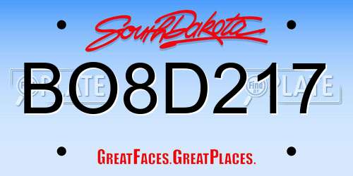 BO8D217 South Dakota License Plate