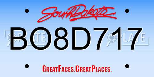 BO8D717 South Dakota License Plate