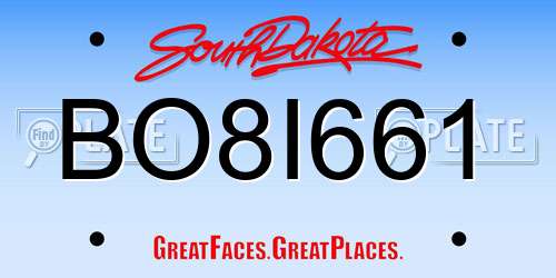 BO8I661 South Dakota License Plate