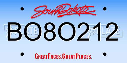 BO8O212 South Dakota License Plate
