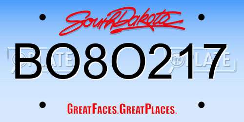 BO8O217 South Dakota License Plate