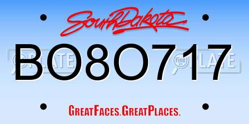 BO8O717 South Dakota License Plate