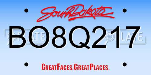 BO8Q217 South Dakota License Plate