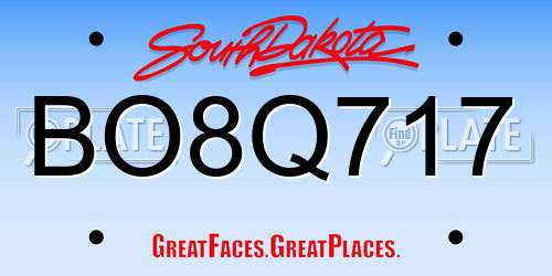 BO8Q717 South Dakota License Plate