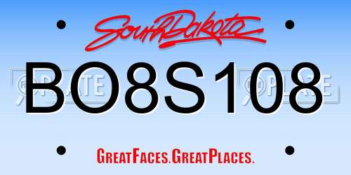 BO8S108 South Dakota License Plate