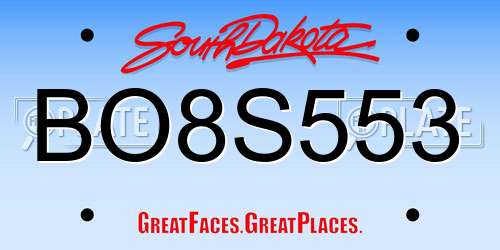 BO8S553 South Dakota License Plate