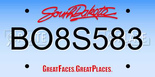 BO8S583 South Dakota License Plate