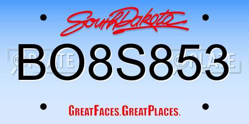 BO8S853 South Dakota License Plate