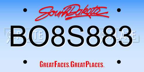 BO8S883 South Dakota License Plate