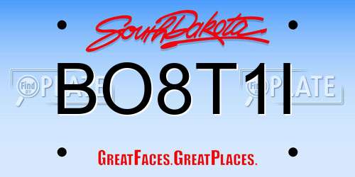 BO8T1I South Dakota License Plate