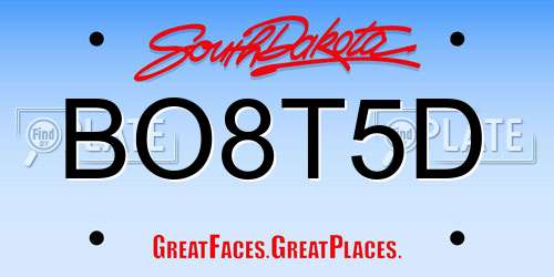 BO8T5D South Dakota License Plate
