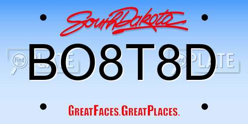 BO8T8D South Dakota License Plate