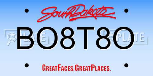 BO8T8O South Dakota License Plate