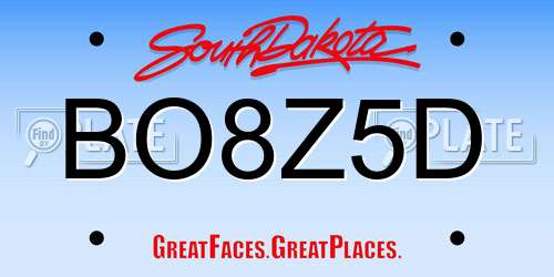 BO8Z5D South Dakota License Plate