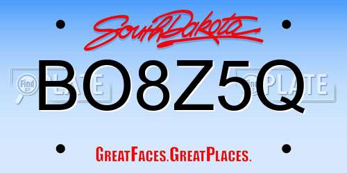 BO8Z5Q South Dakota License Plate