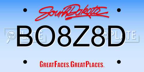 BO8Z8D South Dakota License Plate