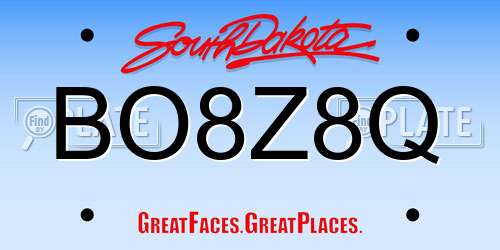 BO8Z8Q South Dakota License Plate