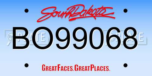 BO99068 South Dakota License Plate