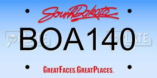 BOA140 South Dakota License Plate