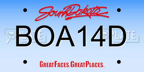 BOA14D South Dakota License Plate
