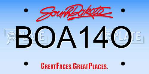 BOA14O South Dakota License Plate