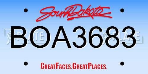 BOA3683 South Dakota License Plate