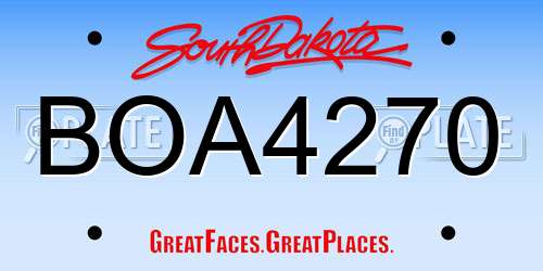 BOA4270 South Dakota License Plate