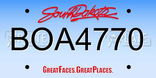 BOA4770 South Dakota License Plate
