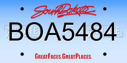 BOA5484 South Dakota License Plate