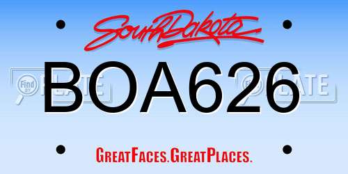 BOA626 South Dakota License Plate