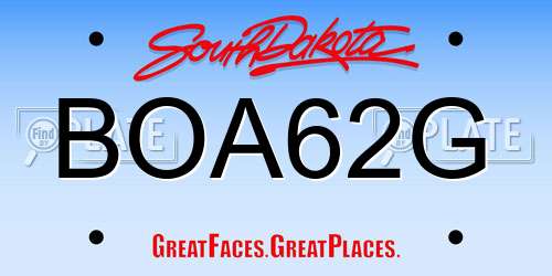 BOA62G South Dakota License Plate