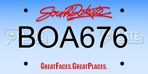 BOA676 South Dakota License Plate
