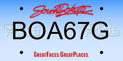 BOA67G South Dakota License Plate