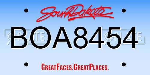 BOA8454 South Dakota License Plate