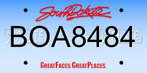BOA8484 South Dakota License Plate