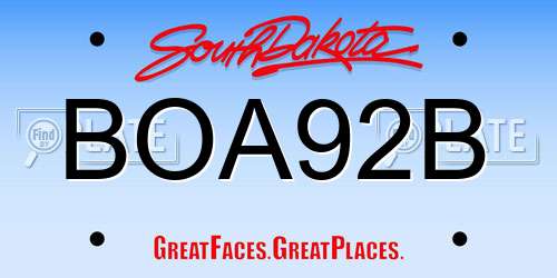 BOA92B South Dakota License Plate