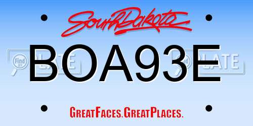 BOA93E South Dakota License Plate