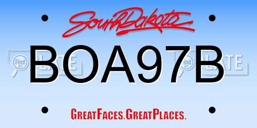 BOA97B South Dakota License Plate