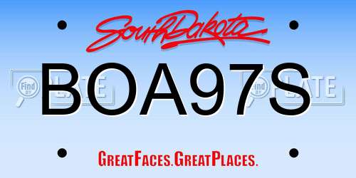 BOA97S South Dakota License Plate