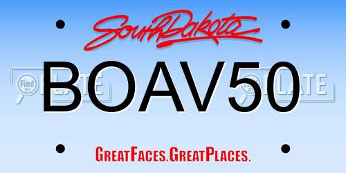 BOAV50 South Dakota License Plate