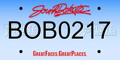 BOB0217 South Dakota License Plate