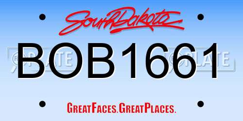 BOB1661 South Dakota License Plate