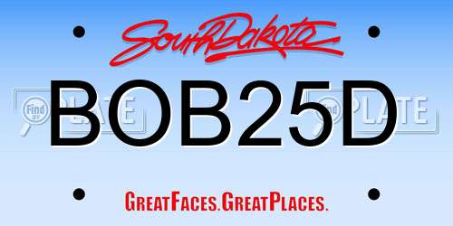 BOB25D South Dakota License Plate