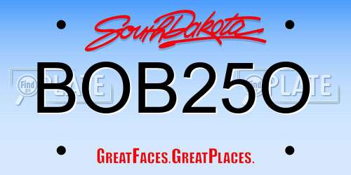BOB25O South Dakota License Plate