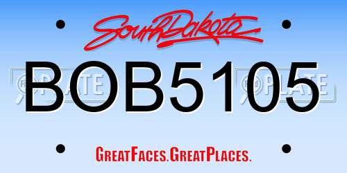 BOB5105 South Dakota License Plate